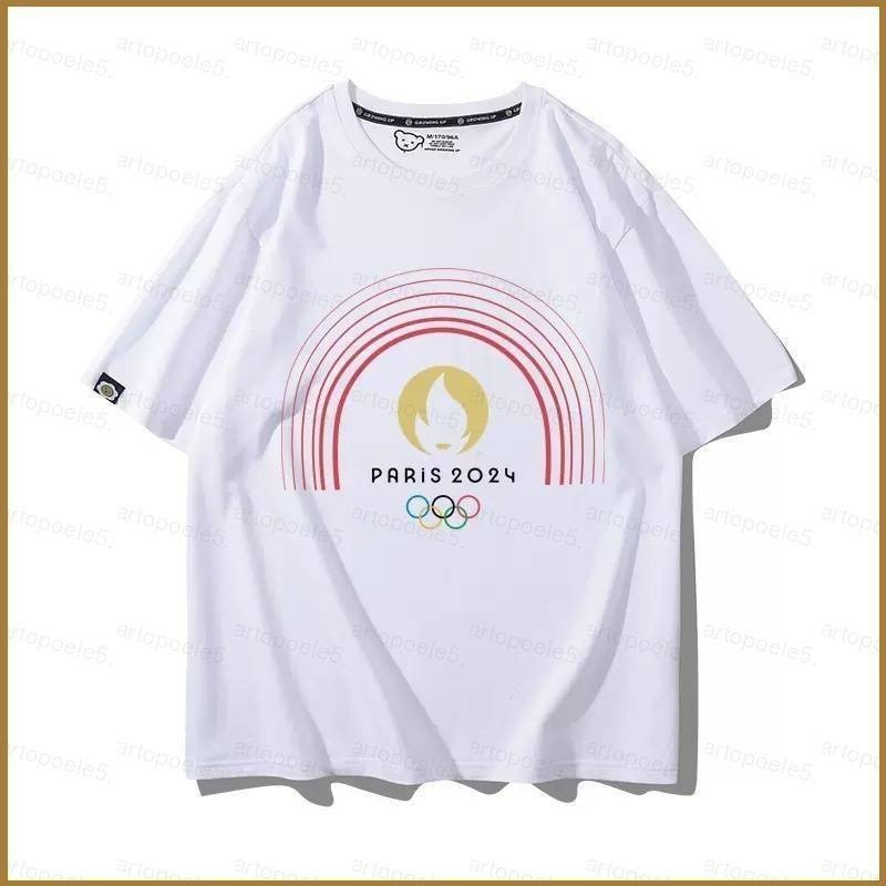 Good Paris เสื้อยืดแขนสั้น พิมพ์ลายสัญลักษณ์เกมโอลิมปิก 3D แบบสวมหัว พลัสไซซ์ 6XL แฟชั่นฤดูร้อน 2024