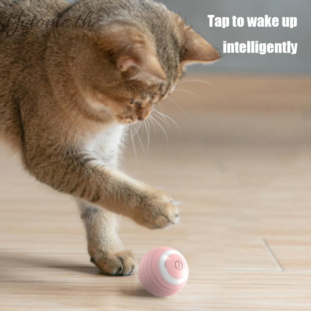 ของเล่นแมว แบบโต้ตอบ พร้อมไฟ LED เคลื่อนที่อัตโนมัติ ลูกบอลกลิ้งเด้งได้