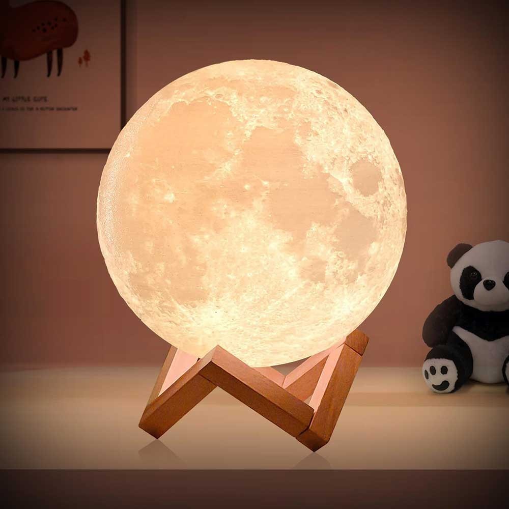Bedroom Moon Light Adult and Children 3D Night Light Baby LED Space Decoration Moon - With Stand Stu