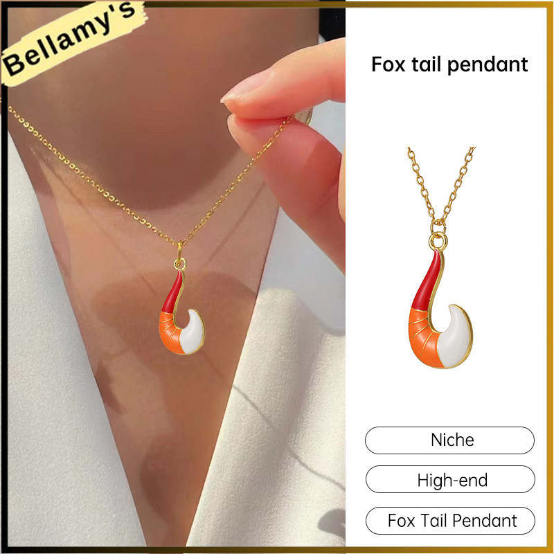 ❤️ สร้อยคอจี้หางจิ้งจอก โซ่กระดูกไหปลาร้าชั้นสูง สร้อยคอเรียบง่าย-bellamy.idd
