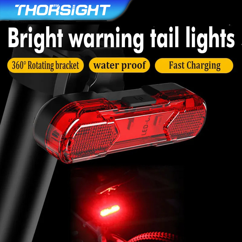 Thorsight ไฟท้ายจักรยาน แบบกระพริบ ชาร์จ ไฟท้าย USB โคมไฟ LED ปรับได้ กันน้ํา สําหรับขี่จักรยาน ไฟท้ายจักรยานกลางคืน
