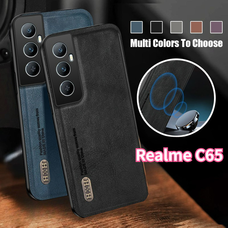 เคสโทรศัพท์มือถือหนัง ขอบซิลิโคน กันกระแทก หรูหรา สําหรับ Realme C65 4G NFC 2024 RealmeC65 C 65 C65NFC