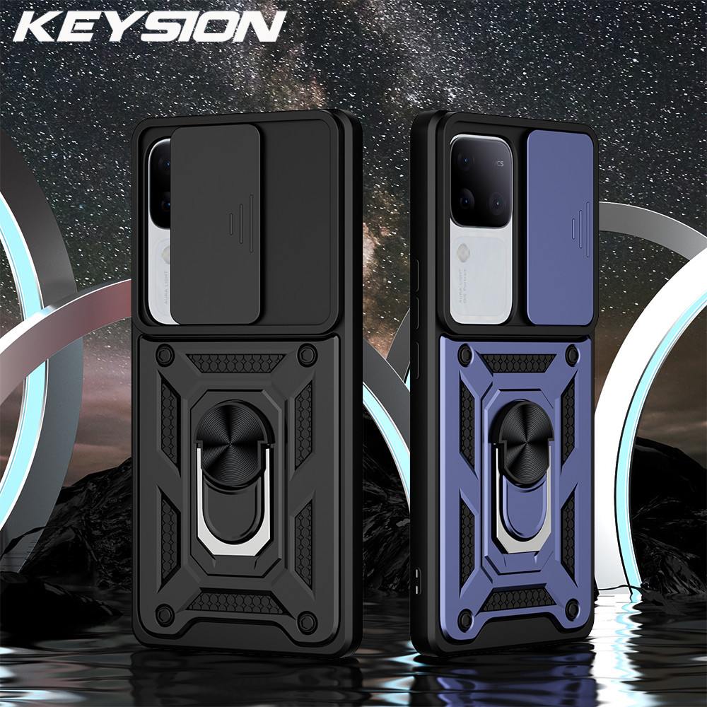 Keysion เคสโทรศัพท์มือถือ กันกระแทก ปิดด้านหลัง แบบสไลด์เปิดปิดกล้อง พร้อมแหวนขาตั้ง สําหรับ VIVO V30 Pro 5G V30 5G