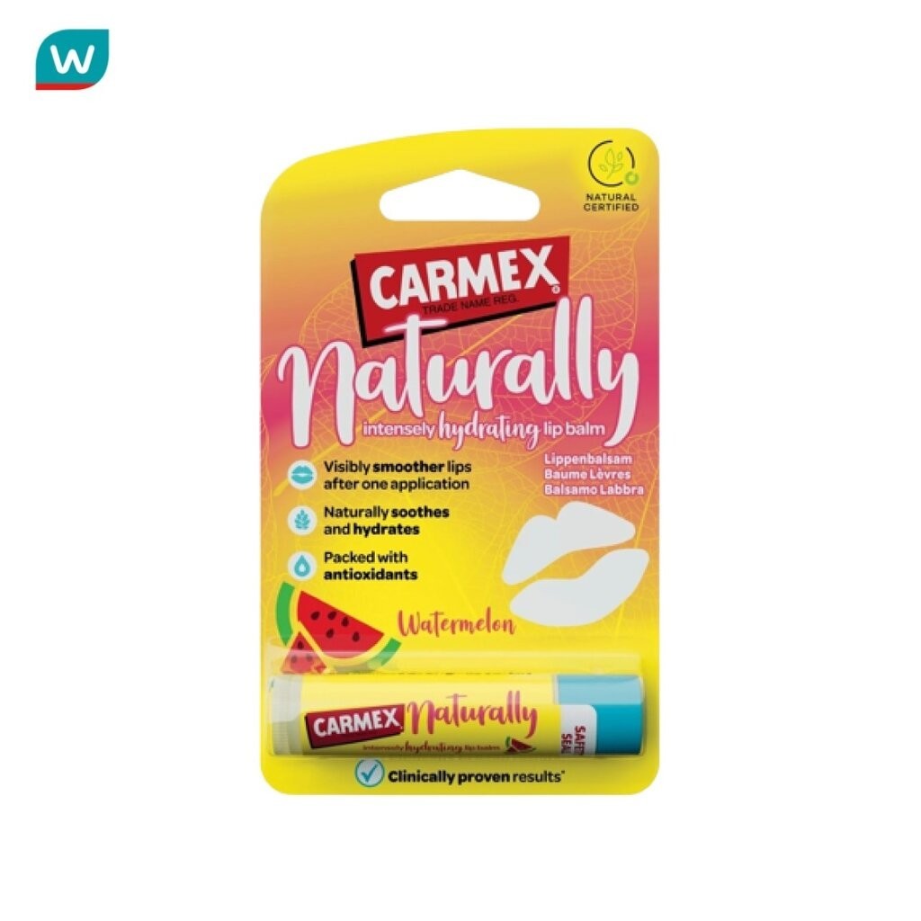 Carmex คาเม็กซ์ เนเชอรัลลี่ ลิปบาล์ม แตงโม 4.25 กรัม บำรุงฝีปาก ลิปบาล์ม
