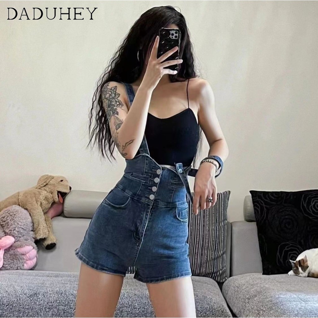 DaDuHey2026 American Retro High Waist Slim Fit Denim Suspender Shorts Women 2026 New Summer Fashion Hot Girl Versatile Hot Pants — صورة 7