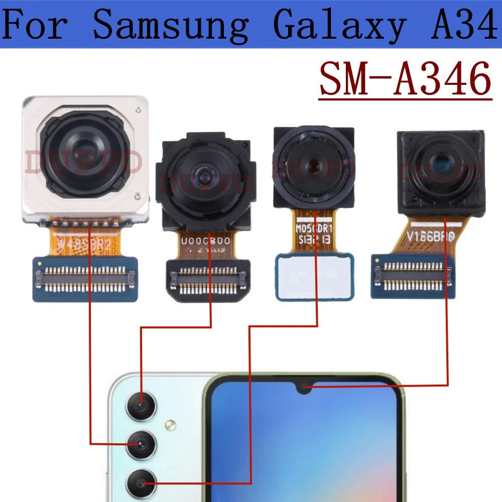 อะไหล่โมดูลกล้องหน้า หลัง มาโคร สายเคเบิลอ่อน สําหรับ Samsung Galaxy A34 A346 A346B A346E A346M