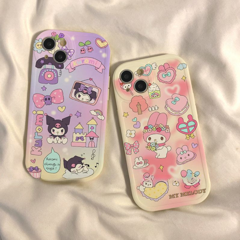 ความงามสูง Sanrio Kuromi Melody เคสโทรศัพท ์ เหมาะสําหรับ iPhone 11 12 13 14 15 Plus Pro MAX X XR XS MAX 7 8 6s Plus