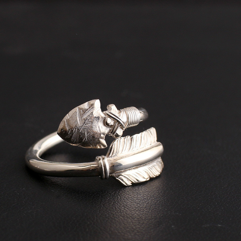 Takahashi Goro Style 925 Thai Silver Bow Arrow Ring Men Open Ring