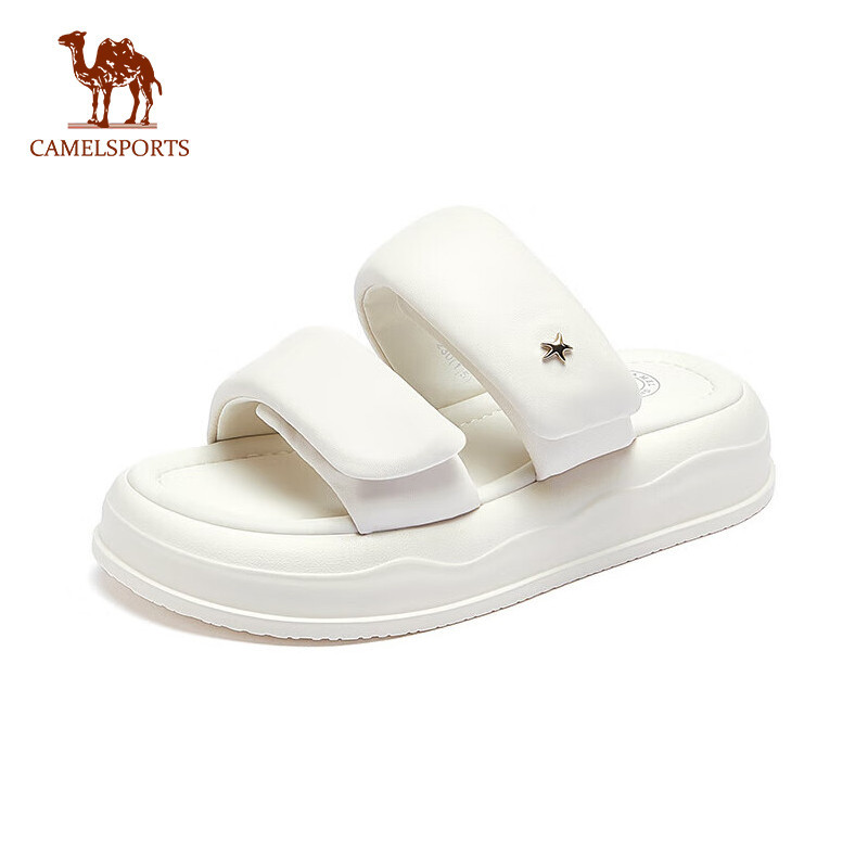 CAMEL SPORTS กีฬาฤดูร ้ อนสไตล ์ ใหม ่ ของแท ้ หนัง Flip-Flops รองเท ้ าแตะลําลองหนา Soled ความสูงรองเท ้ าแตะสําหรับผู ้ หญิงสวมใส ่ ด ้ านนอก