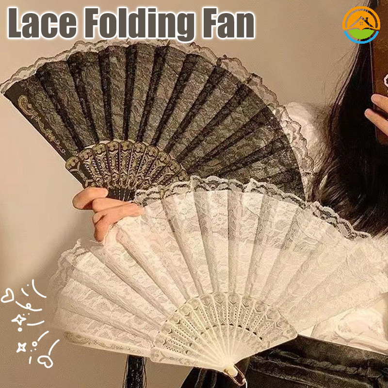 สไตล์จีนผู้หญิงย้อนยุคลูกไม้หรูหราตกแต่งพัดลม/แบบพกพาพับมือแฟนฤดูร้อนเต้นรําประสิทธิภาพการถ่ายภาพอุปกรณ์ประกอบฉากภาพ