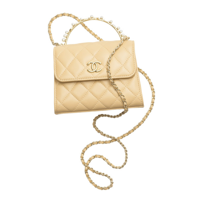 Chanel/Chanel Women's Bag Clutch con catena Lambskin diamond patterned pearl shoulder crossbody bag