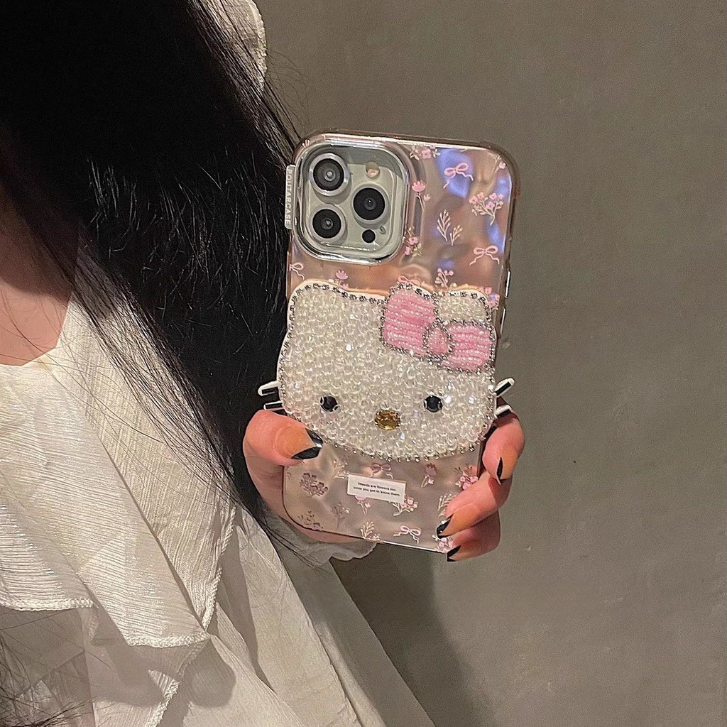 หรูหรา Rhinestone เย็บปักถักร้อยแมว Apple 14 เคสโทรศัพท์ iPhone15promax ความรู้สึกระดับไฮเอนด์ 13 นุ่ม 12 Niche @ 24507