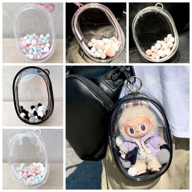 (พร้อมส่งในไทย) 8/14/18 labu cm Macaron pvc โปร่งใสแบบพกพา labuu Key Chain กระเป๋าจี้การ์ตูนป้องกันกรณีกระเป๋าผ้าฝ้าย (เฉพาะกระเป๋า)