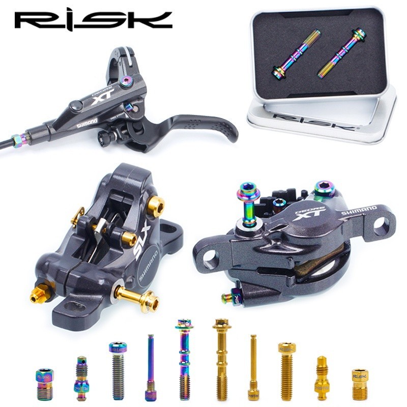 RISK Bicycle Titanium Alloy Bolt Oil Disc Brake Clamp Caliper Screw/Bleed Nipple/Oil Compression Nut/Retainer Pin/Master