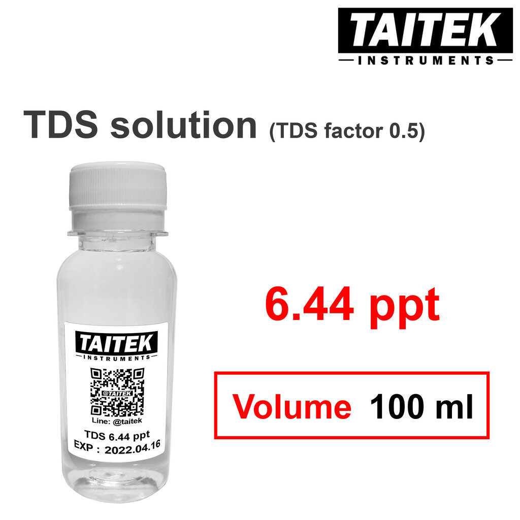 TAITEK น้ำยามาตรฐาน TDS Solution TDS factor 0.5 ค่า 6.44 ppt(g/L) สำหรับปรับเทียบ คาลิเบรทเครื่องวัด TDS (100 mL)