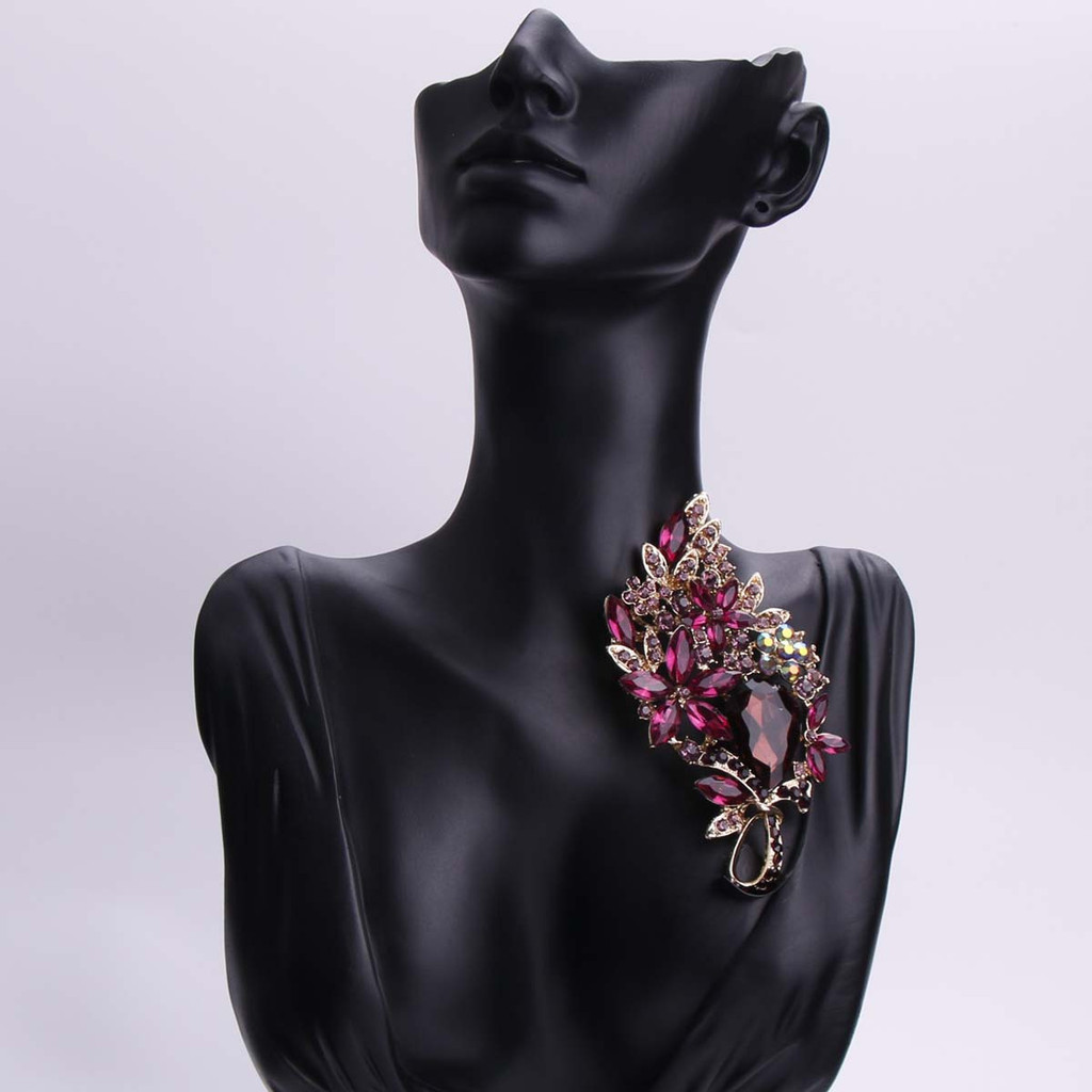 หรูหราเต็มคริสตัล Baroque เข็มกลัด Pins สําหรับผู้หญิงแฟชั่น Rhinestone คลาสสิกป้ายใหญ่ Vintage Lady Party จัดเลี้ยง Pin