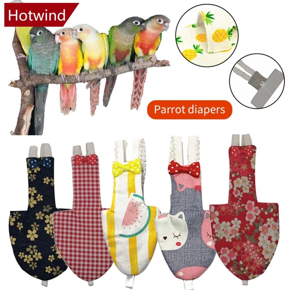 Hotwind สไตล์ญี่ปุ่น Sakura Birds ชุดเที่ยวบิน Bow Tie Parrot ผ้าอ้อมเที่ยวบินชุดผ้าอ้อมเสื้อผ้า Parakeet Pigeon ขนาดกลางขนาดใหญ่สัตว์เลี้ยงนก A5E1