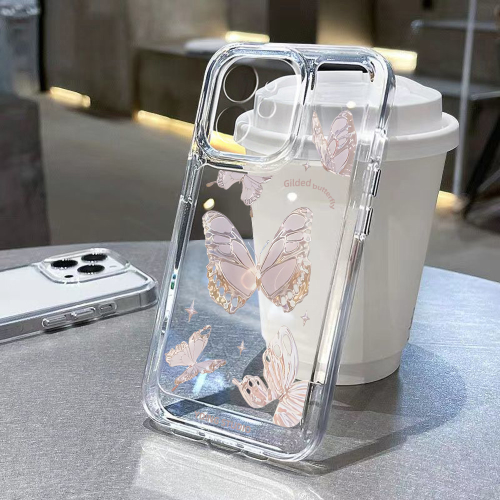 เคสใสสำหรับ For Xiaomi Redmi Note 13 12 11 10 9 8 Pro 10C 13C 9C 9A Poco X6 M6 X5 X3 Pro เคสโทรศัพท์มือถือลายผีเสื้อ