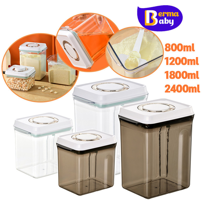 Berma Baby กระปุกใส่นมผง กล่องสูญญากาศ 1800/2400ML กล่องเก็บอาหาร เก็บอาหารแห้ง กล่องอเนกประสงค์ ระบุวัน เดือนได้
