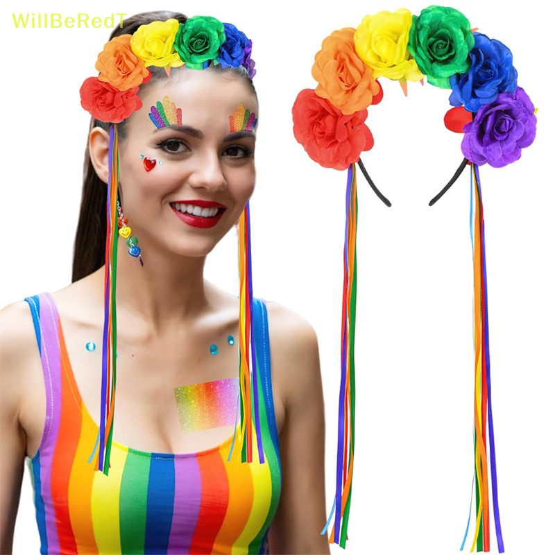 [WillBeRedT] Rain Rose Flower Fluttering Ribbon Hair Bands Fluttering Ribbon Headpieces อุปกรณ์เสริมผม Pride Day [ใหม่]