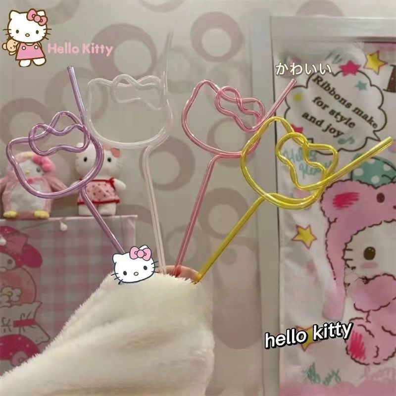 Little Red Book Tiktok Same Kitty Straw ลักษณะสูงสายการ ์ ตูนสาวน ่ ารักหัวใจสาว