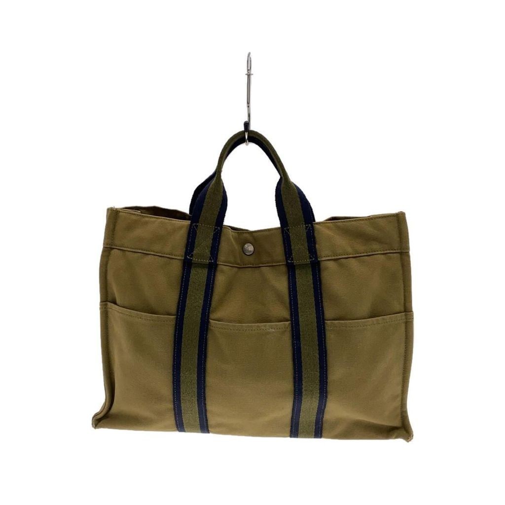 HERMES Tote Bag Cotton Khaki Direct from Japan Secondhand