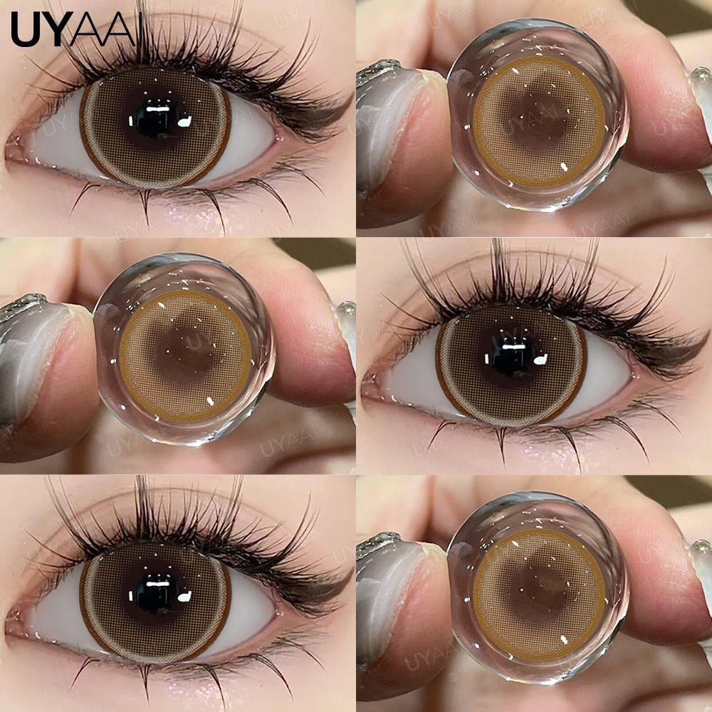 UYAAI 1คู่สีคอนแทคเลนส์Pearl Brownเครื่องสำอางค์สีเลนส์ความงามPupilentesสีเลนส์รายเดือน14.5มม. ดวงตา