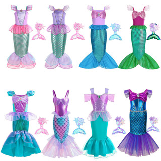 เด ็ กชุดเจ ้ าหญิงเงือกฮาโลวีนคอสเพลย ์ Ariel Girls Dress