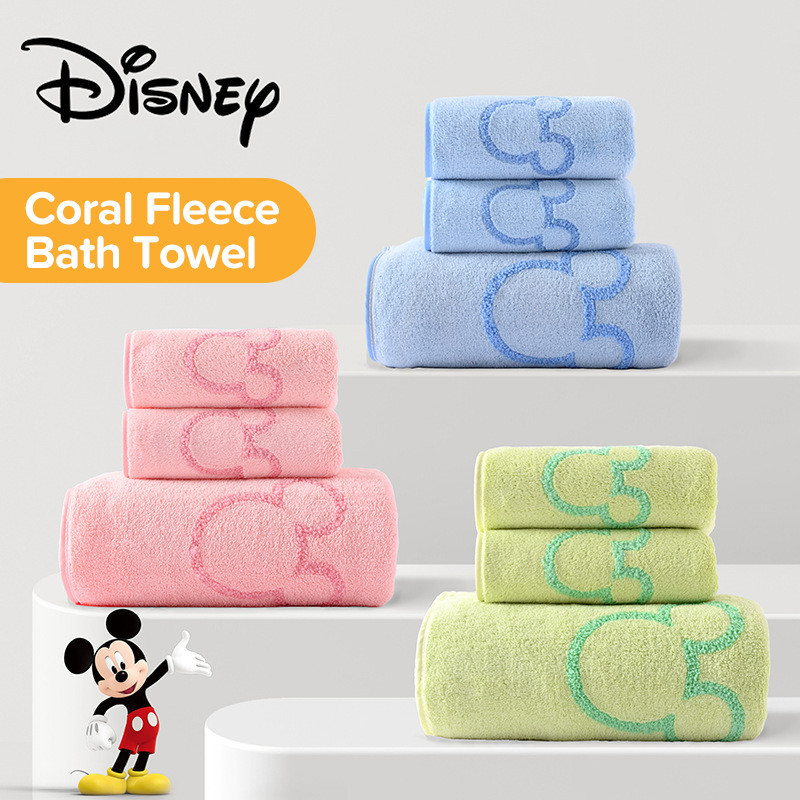 ผ ้ าขนหนูอาบน ้ ําขนแกะปะการัง Disney หัวมิกกี ้ สีทึบ