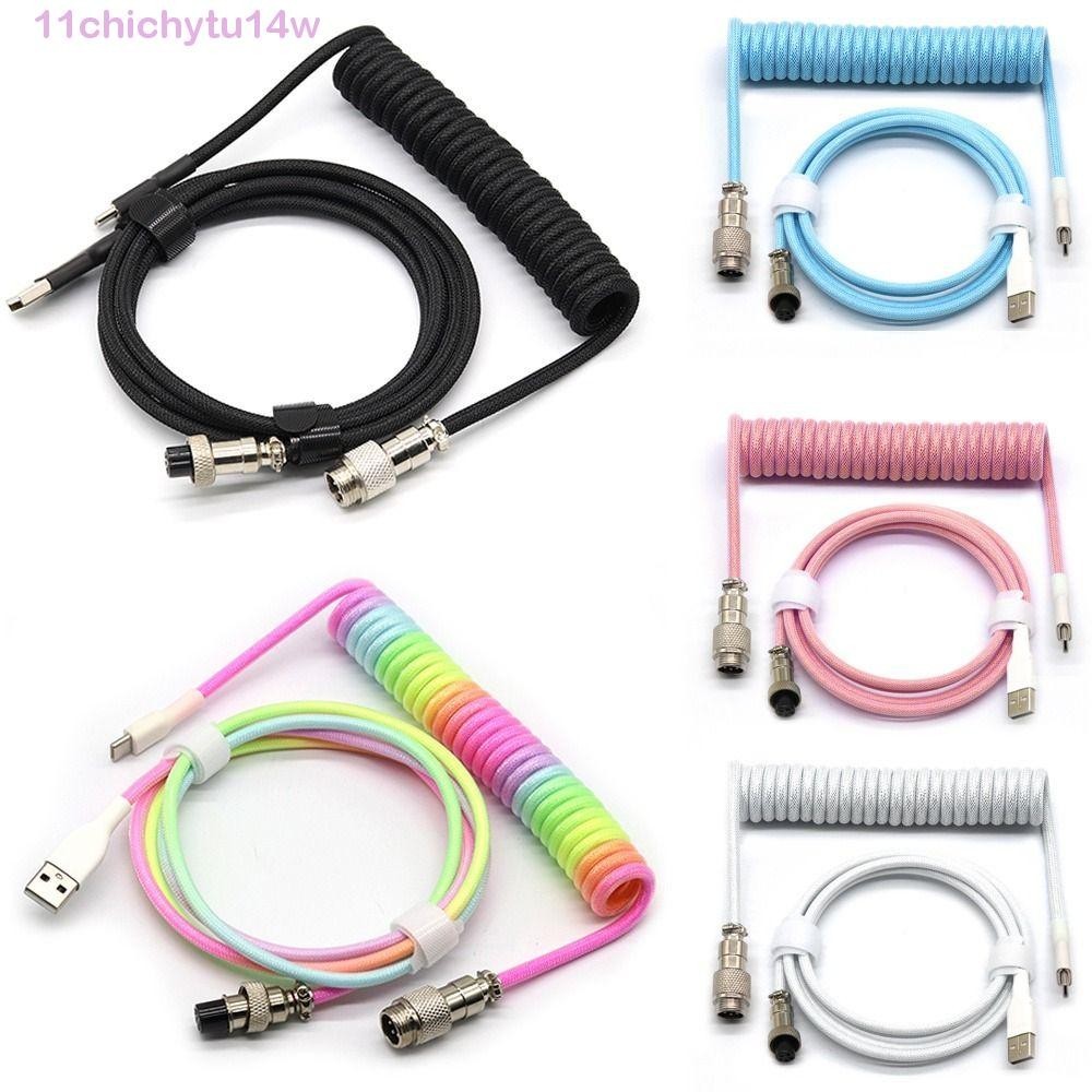 Chichytu14w คีย์บอร์ดม้วนสายคอมพิวเตอร์เดสก์ท็อปด้ายถักพอร์ต Usb 3 เมตร Type C สาย Usb