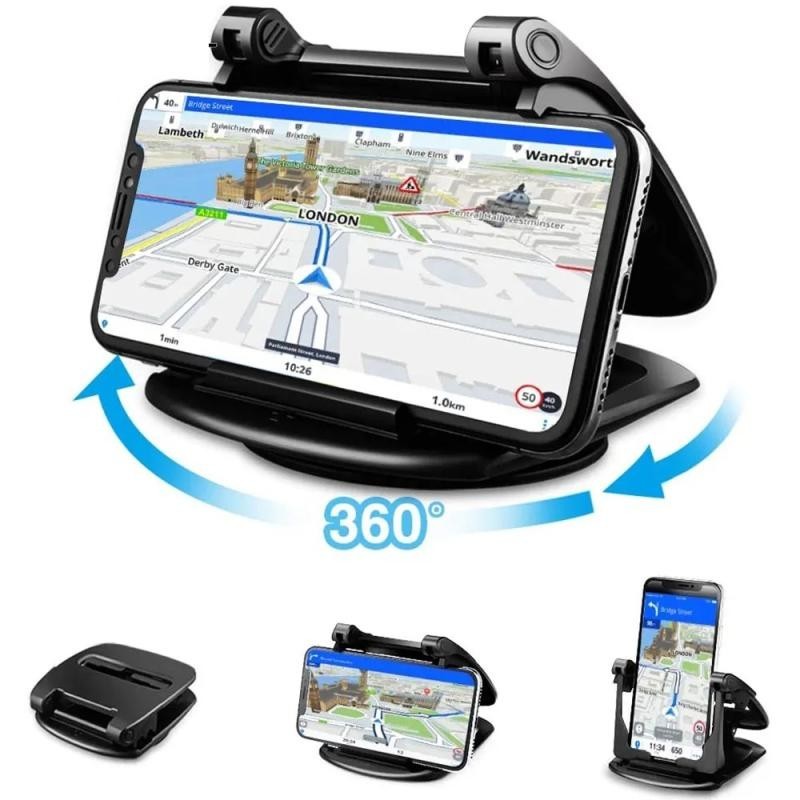 ที่วางโทรศัพท์ในรถยนต์ - สําหรับโทรศัพท์มือถือ Gps ขนาด 3.5 ถึง 6 นิ้ว - ขาตั้งโทรศัพท์มือถือแผงหน้าปัดรถยนต์ - 360° หมุนได้ กันลื่น มีกาวในตัว - ขายึดโทรศัพท์คุณภาพสูง