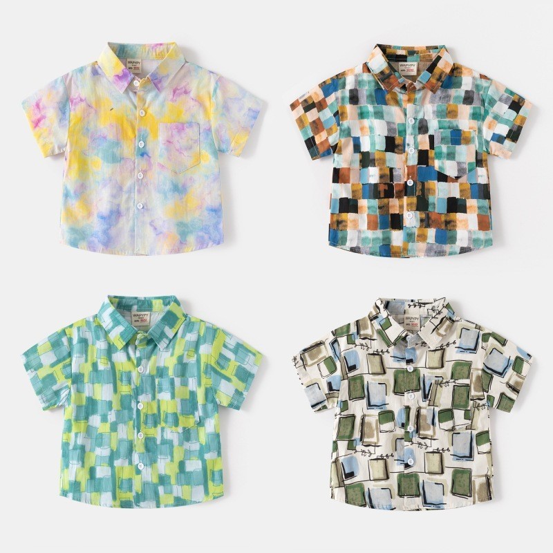 Soffny Boy เสื้อแขนสั้นลําลองผ้าฝ้ายเด็กทารกเสื้อโปโลชุดนักเรียนเด็กเสื้อ