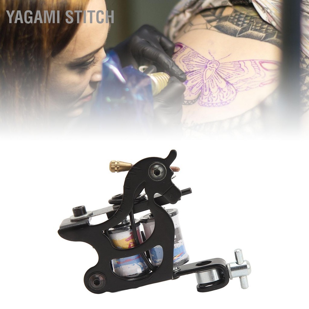 Yagami Stitch เครื่องสักคอยล์ 10 Wraps Professional กรอบโลหะผสมเครื่องสักคอยล์สำหรับ Liner Shader