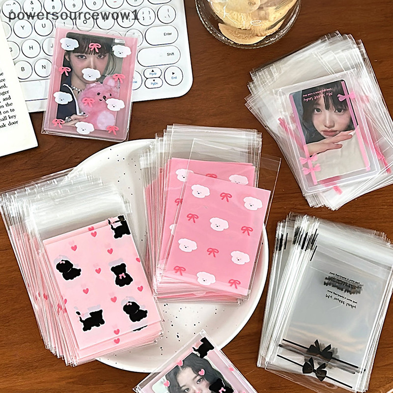Wow 50 ชิ้นโปร่งใสน่ารักโบว์ Self-กาว Opp กระเป๋า Kpop Idol Photo การ์ดป้องกันกระเป๋า Photocard การ์ดแขน TH