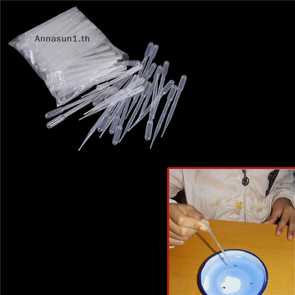 Annasun 100PCS 3ML ปิเปตโปร ่ งใสทิ ้ งปลอดภัย Dropper สําเร ็ จการศึกษาปิเปต TH