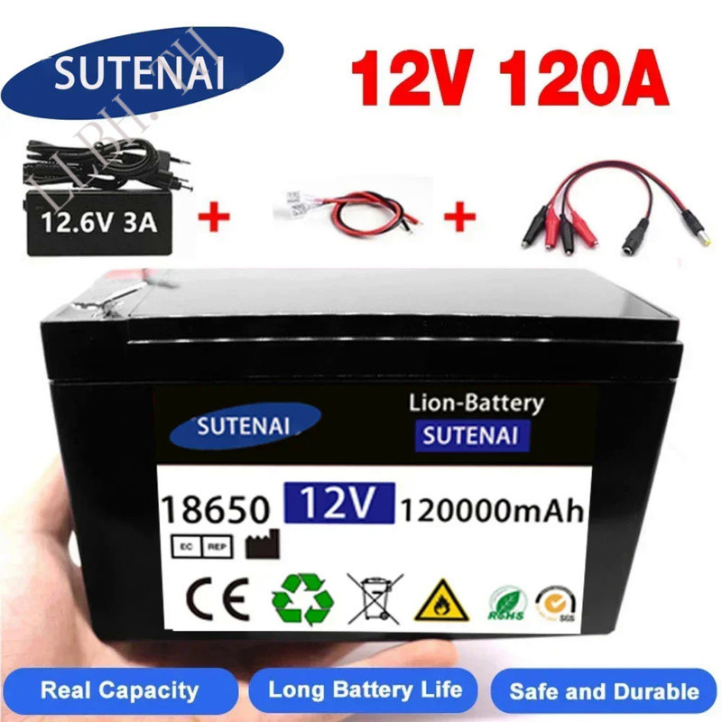 Upgraded 12v 120A Li Ion 18650 Battery Electric Vehicle Lithium Battery Pack 9V- 12V 35Ah 120Ah Buil