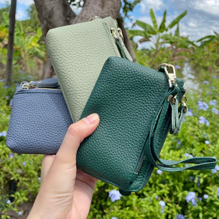 ส่งทุกวัน กระเป๋าสตางค์หนังวัวแท้ กระเป๋าถือ คล้องมือ ใบกลาง Wallet Bag S9-90