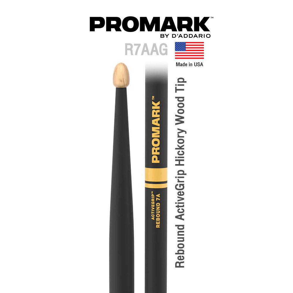 Promark™ ไม้กลอง Rebound 7A ระดับมืออาชีพ มีเทคโนโลยี ActiveGrip™ รุ่น R7AAG ** Designed & Made in U