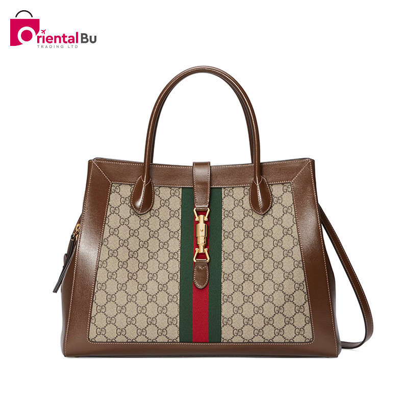Gucci Gucci Women 's Bag Jackie 1961 Red Green Ribbon Shoulder Bag Handbag Large Tote Bag 649015