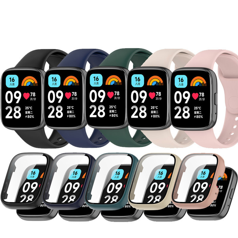 เหมาะสําหรับ Redmi Watch 3 active smartwatch สายซิลิโคนสร ้ อยข ้ อมือ PC เคสป ้ องกัน