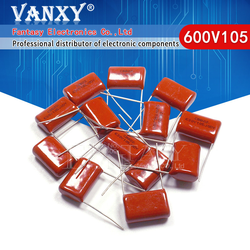 10pcs 630V105J 630V 1UF Pitch 20 มม.105 1000NF CBB Polypropylene ฟิล์มตัวเก็บประจุอิเล็กทรอนิกส์ส่วนประกอบ