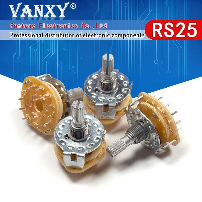 2PCS RS25 Band Switch 2P4T 2P5T 2P6T 3P3T 3P4T Mount Rotary Switch Selector Band 2 Pole 5 ตําแหน่งลู