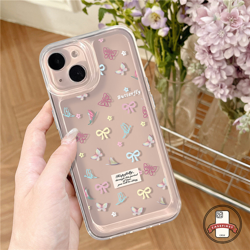 ดอกไม้สายรุ้งน่ารักกระบองเพชรเคสใสใช้งานร่วมกันได้ IPhone 7Plus XR 11 14 13 15 12 Pro Max X XS Max 15 7 8 14 Plus SE