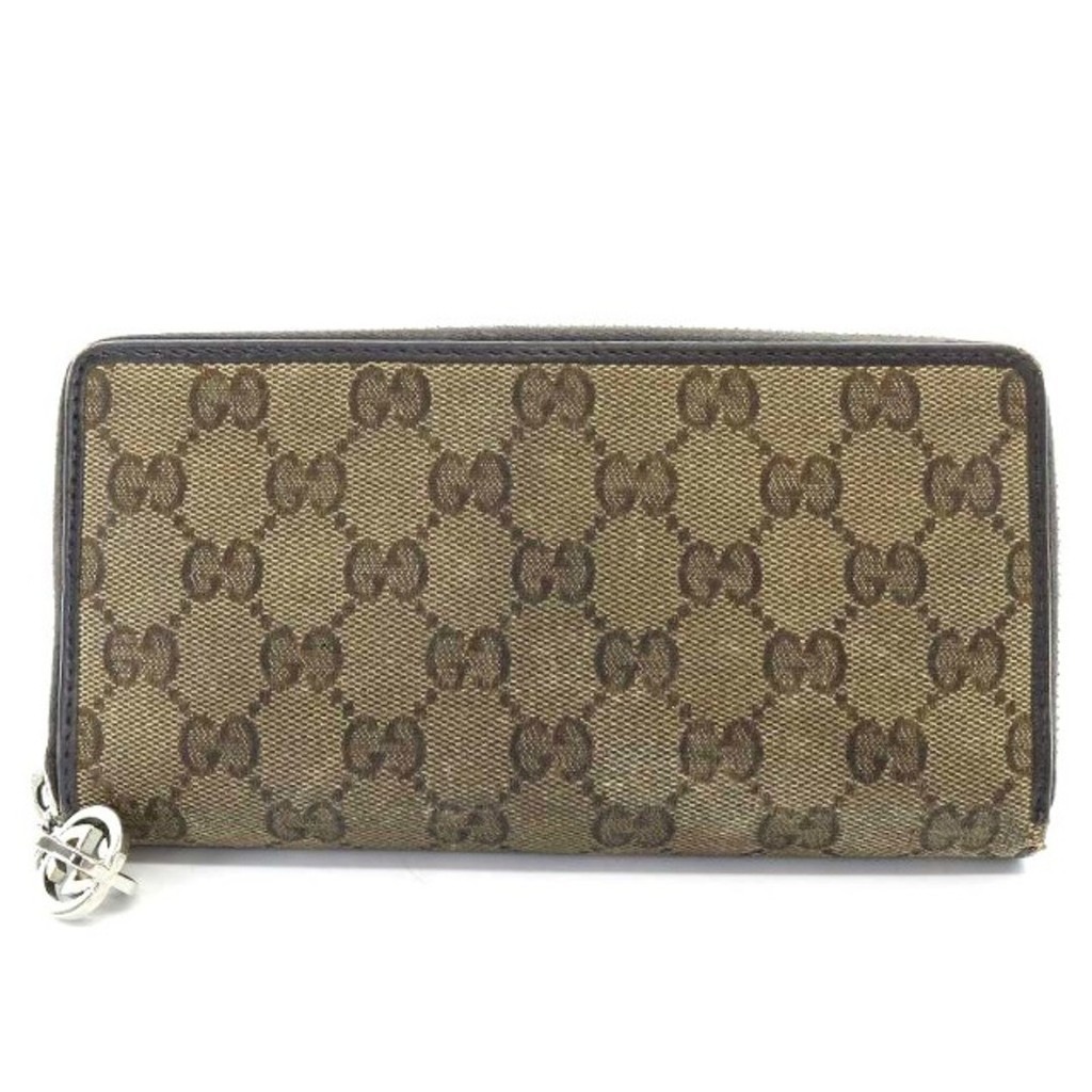 Gucci long wallet round zipper GG canvas beige 233025 Direct from Japan Secondhand