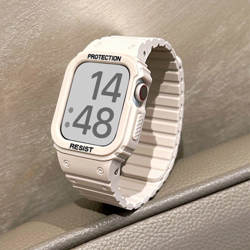 สายรัดแม่เหล็ก + สําหรับ iSmart Watch Band Series 9 8 Ultra 2 49 มม.3 SE 6 7 สายนาฬิกาซิลิโคน iWatch 45 มม.44 มม.40 มม.41 มม.38 มม.42 มม.
