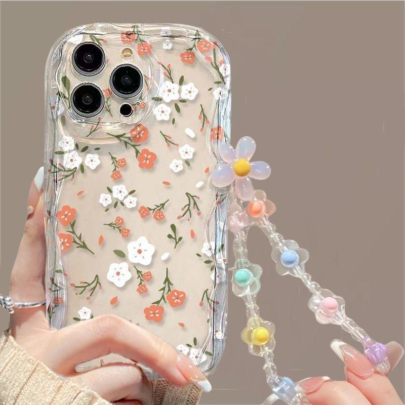 กระต่ายดอกไม้ Lanyard สําหรับ Realme C65 12 5G Pro Plus C67 C11 C35 C12 C15 C21 C30 5S 5I 6I ฝาครอบเคสใสนุ่มปกหลัง Shell