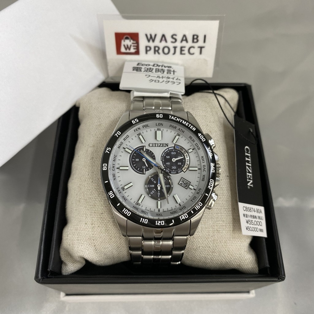 [Authentic★Direct from Japan] CITIZEN CB5874-90A Unused Chronograph Eco Drive Sapphire glass white Men Wrist watch นาฬิกาข้อมือ
