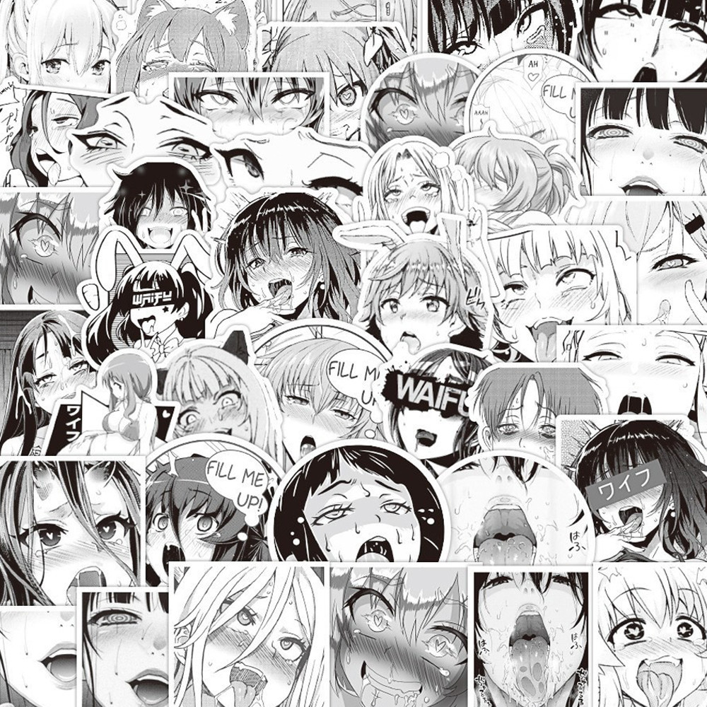 Y&P| ชุดสติ๊กเกอร์ Ahegao สติกเกอร์กันน้ำเซ็กซี่กราฟฟิตี, 52 แผ่น/ชุด