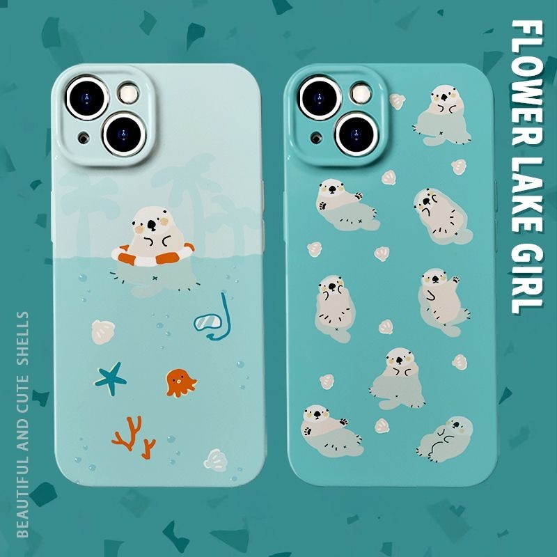 น่ารัก Otter ฟิล์มเคสโทรศัพท์เหมาะสําหรับ Samsung S21 S22 S24plus S23ultra S20FE S21FE A73 71 A54 A53 A52 A51 A50 A33 A34 A30 A23 A21S A14 A02 A12 A03 กรณี