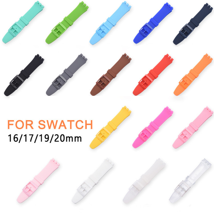 SWATCH สายซิลิโคนหลากสีสําหรับ ตัวอย่าง นาฬิกาวง16มิลลิเมตร17มิลลิเมตร19มิลลิเมตร20มิลลิเมตรสร้อยข้อมือสําหรับผู้หญิงผู้ชายกันน้ําสายนาฬิกาข้อมือเปลี่ยนสายรัดข้อมือนาฬ